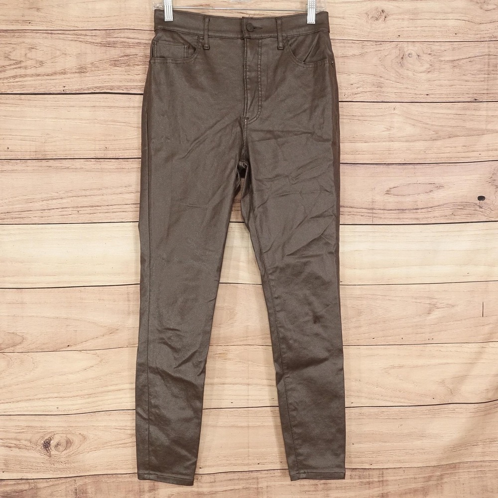 Express Pants Womens 6 Brown Skinny Super High Rise Jegging Ponte Stretch 28x27